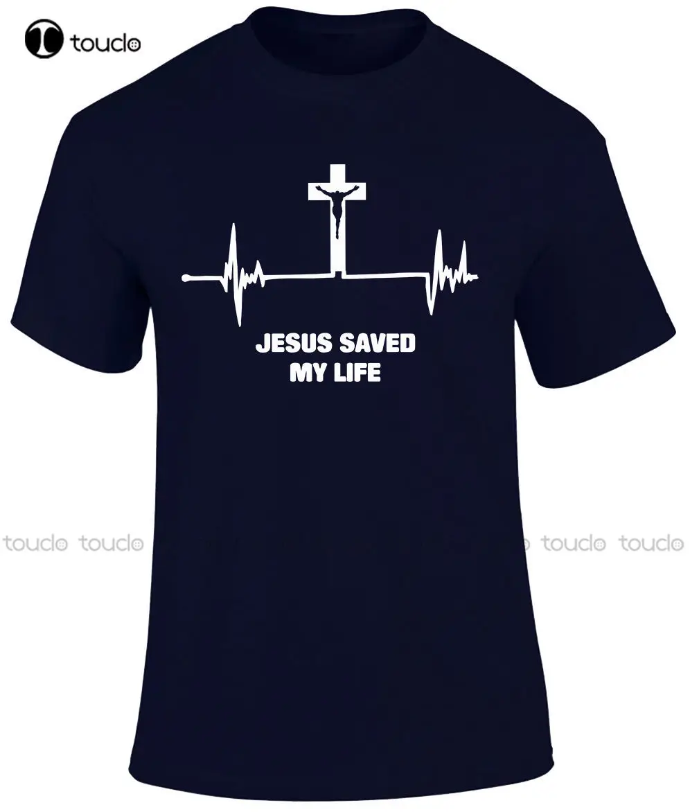 Classic Jesus Saved My Life Heart Beat Gospel Christian Religious 100% Cotton For Man Shirts Unisex Fashion Tshirt Summer Xs-5Xl
