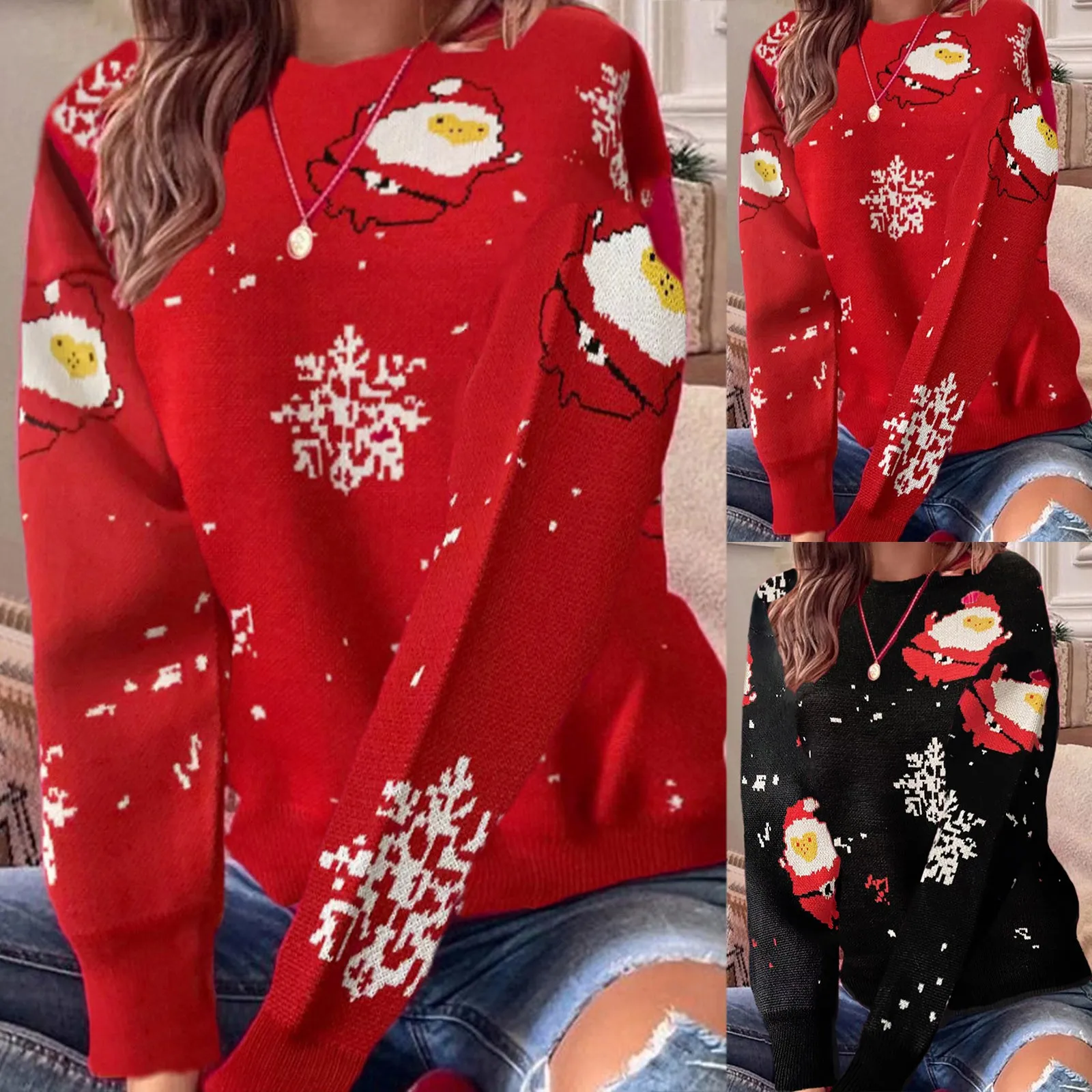 

Женский свитер с высоким воротником и рождественским принтом, толстовки с длинным рукавом и высоким воротником, Женская толстовка с воротн...