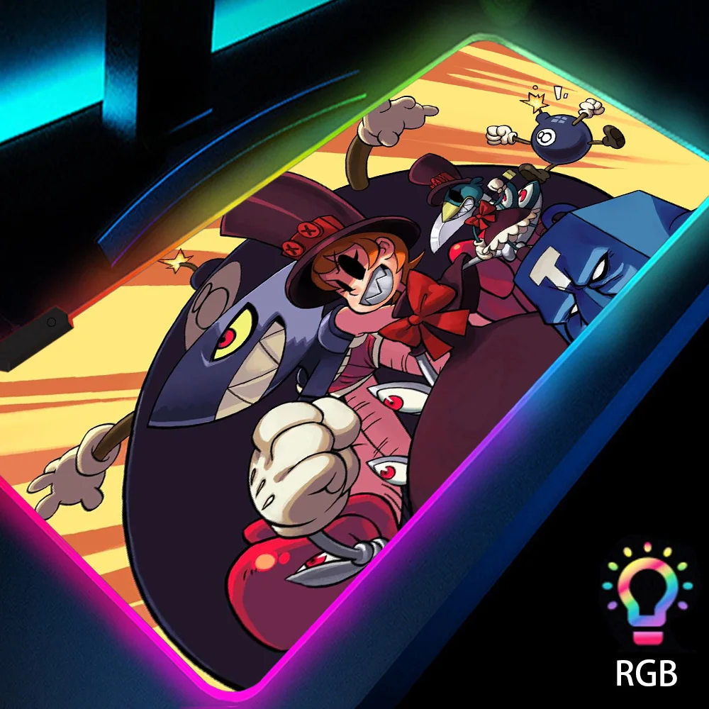 

Skullgirls Led Rgb Big Gamer Mouse Pad with Backlight Cool Stuff for Desk Pc Gaming Accessories Rubber Desktop Mat 800×300