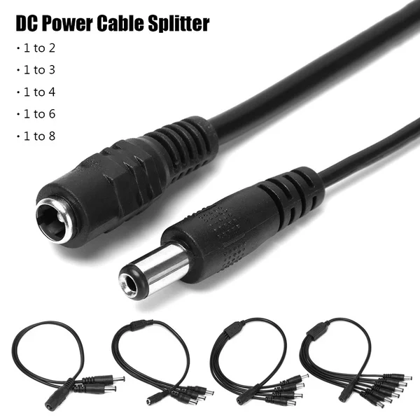 

High Quality 12V Connector Adapter DC Power Cord 1 To 2/3/4/6/8 Way Splitter Cable Female To Male