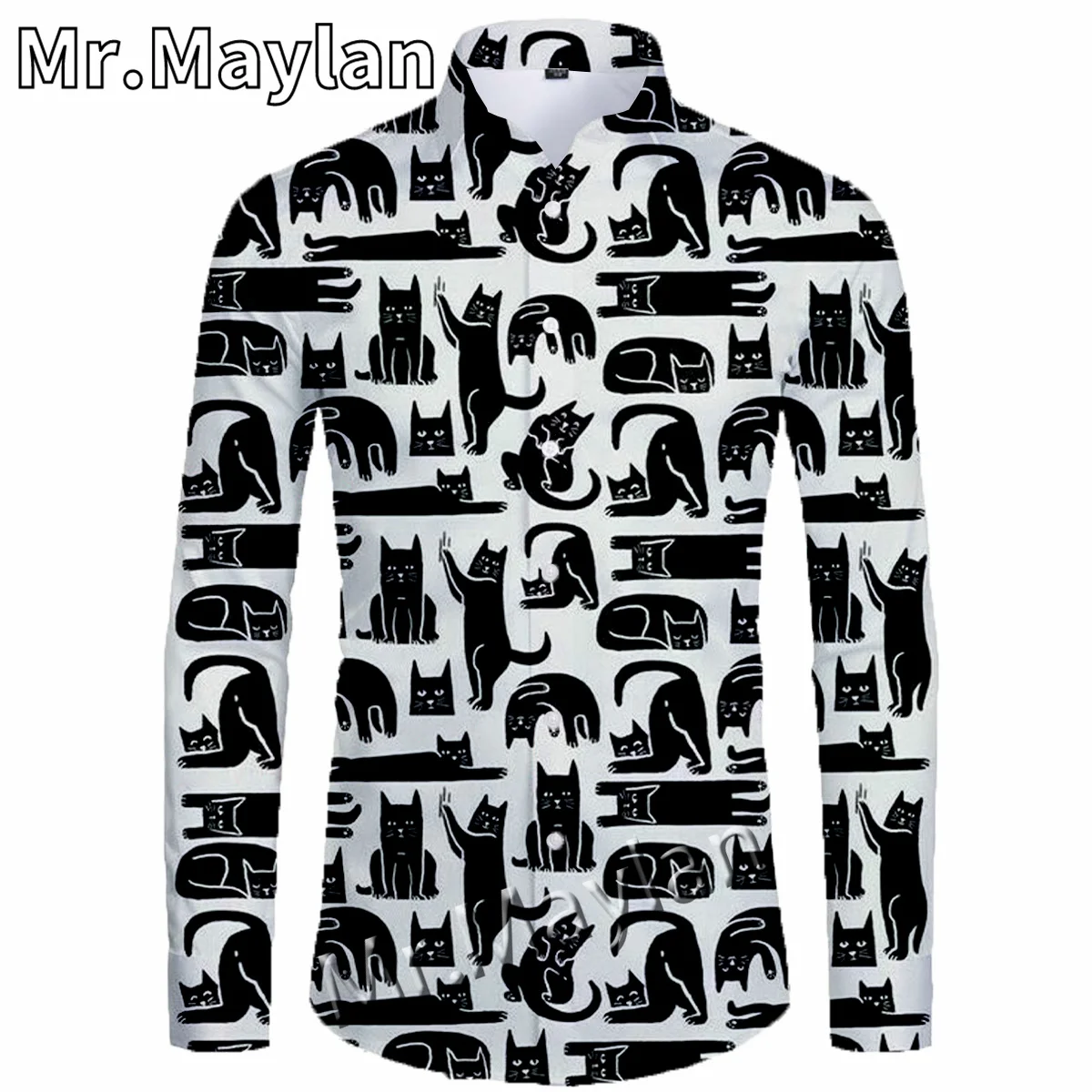 

Animal Cats 3D Printed Autumn Beach Hawaiian Shirt Holiday Party Streetwear Long Sleeve Shirts Oversized 5XL Chemise Homme-223