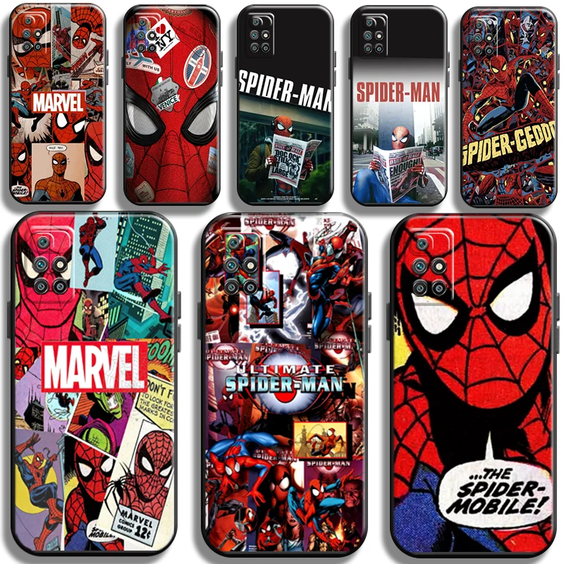 

Marvel Spiderman Comics For Xiaomi Redmi 10 Phone Case Black Cases Cover Liquid Silicon Full Protection Carcasa TPU