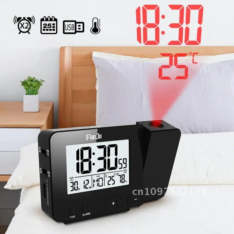 FanJu FJ3531 Будильник Цифровая дата Функция повтора Подсветка Светодиодные часы
