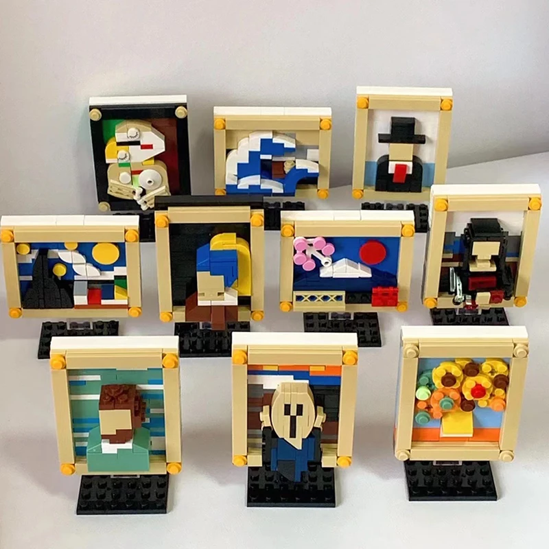 

Pixel Art Famous Paintings Model DIY Building Blocks Starry Night Sunflower Desktop Decoration Brick Children Toys Birthday Gift