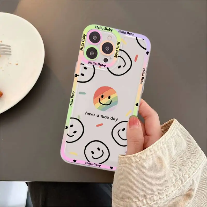 Cute Cartoon Smile Flower Phone Case for iPhone 11 12 13 Mini Pro Max 14 Pro Max Case shell