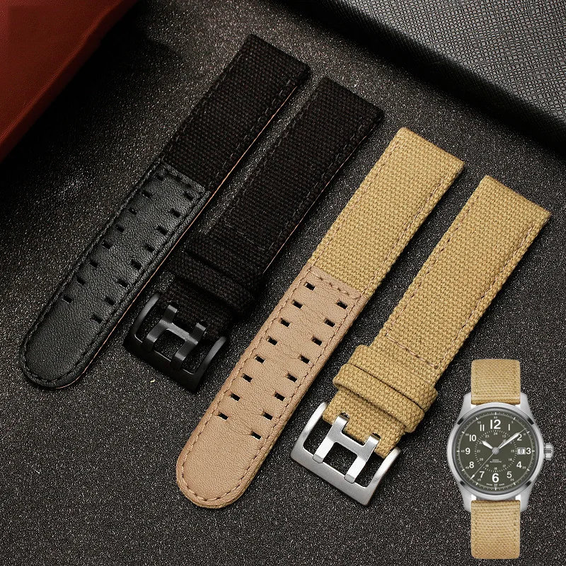 

20mm 22mm Genuine Leather Nylon Men Watch Band For Hamilton Khaki Field Watch h760250/h77616533/h70605963 H68201993 Watch Strap