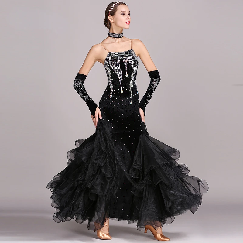 

2023 Woman Ballroom Standard Dance Competition Dress Sequin Evening Waltz Dancing Clothes Tango Dancewear Flamenco Dancing Skirt