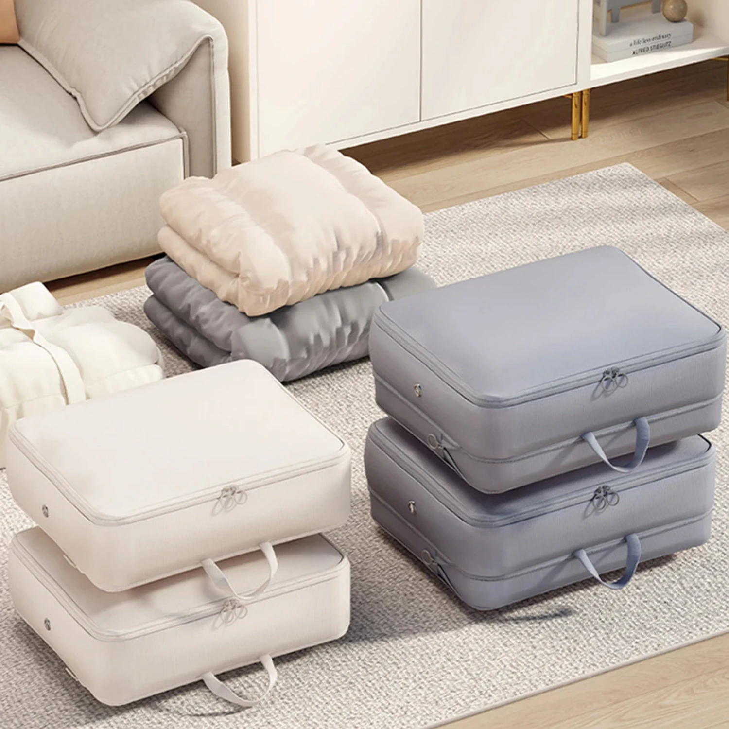 Складной пуховик из полиэстера большой емкости с ручкой сжатый для дорожной