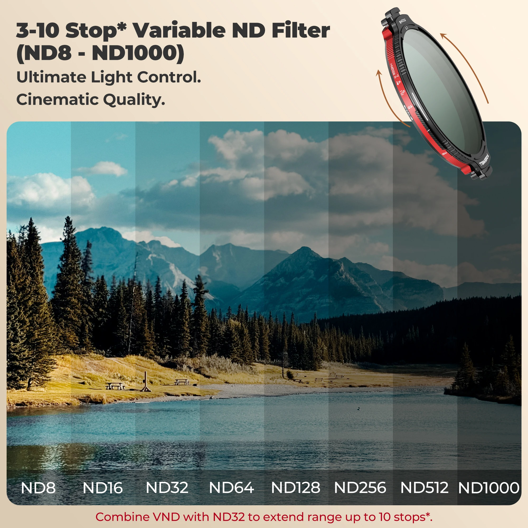 Фото Freewell 82 мм L1 Real Locking Camera Filter All Day Kit — Hybrid VND/CPL 3-10 Stops с фильтрами ND32 Аксессуары для фотосъемки №3