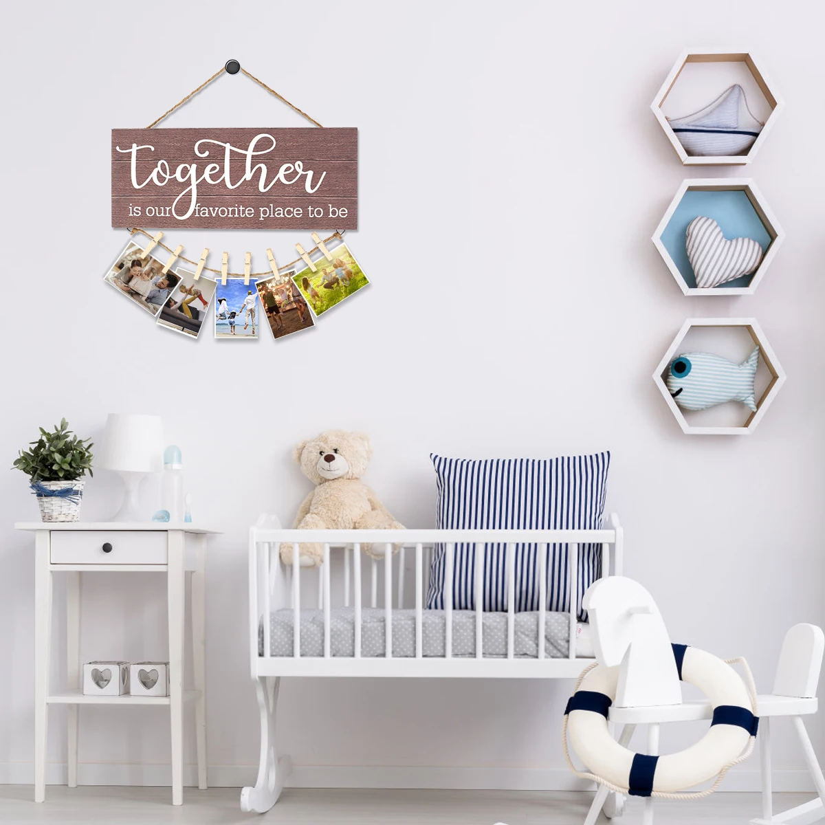 

Creative Picture Frame with Message Board DIY Frames 30X14CM Wooden Hanging Picture Display Holder for home decoration