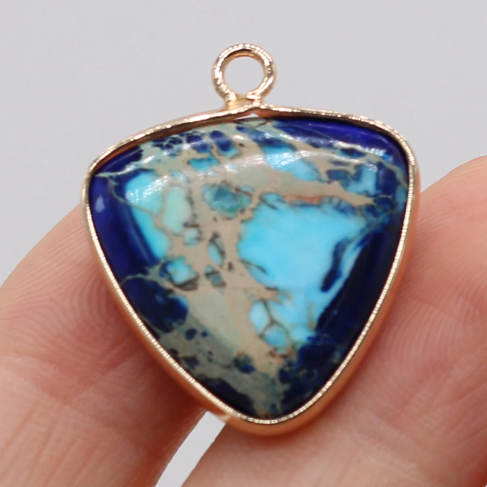 Позолоченный Кулон из натурального Императорского камня 21 х25 мм |