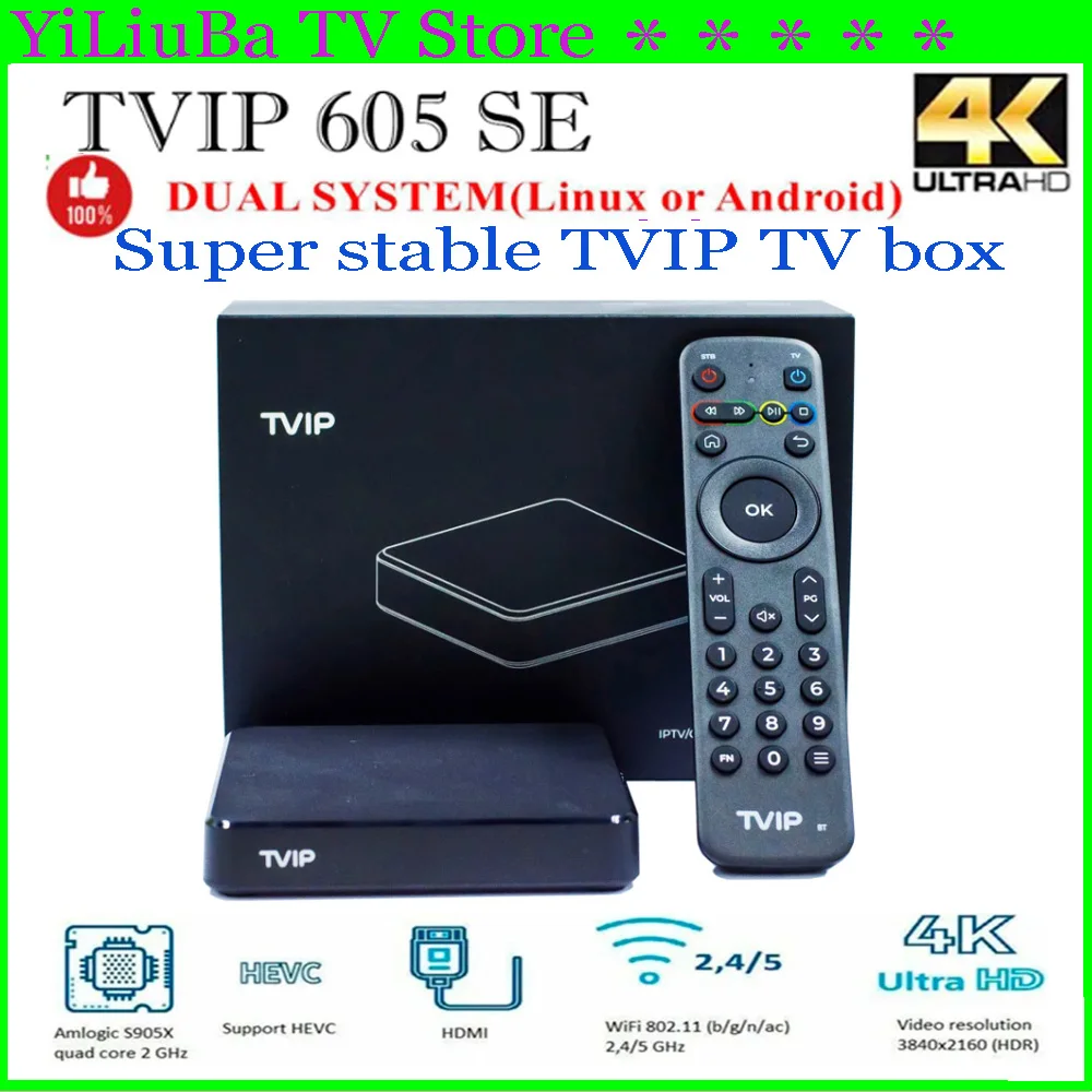 [Подлинная] TVIP Smart TV Box Linux4.4 Android Dual System Best Set Top ULTRA 4K/2.4G WiFi Ultra Super Clear Nordic One Player