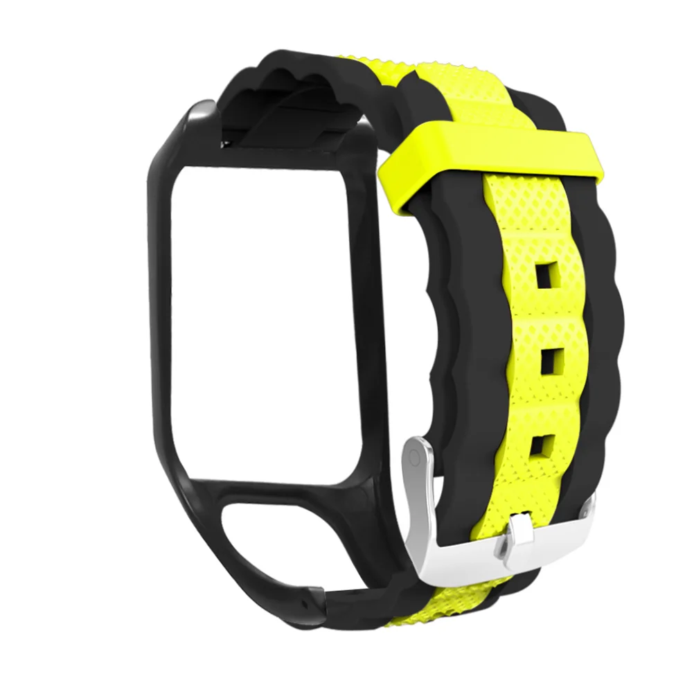 

Chic Watch Band Watch Replacement Strap Wrist Watch Strap Watch Accessories Compatible for TOMTOM Runner 3 (Black and Yellow)