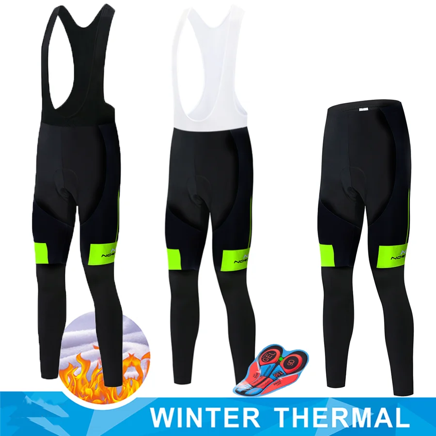 

Winter Fleece Men's Cycling Pants With Bib Warm Reflective MTB Bicycle Cycle Tights Trousers Bike MTB Pants With 9D Gel Padded