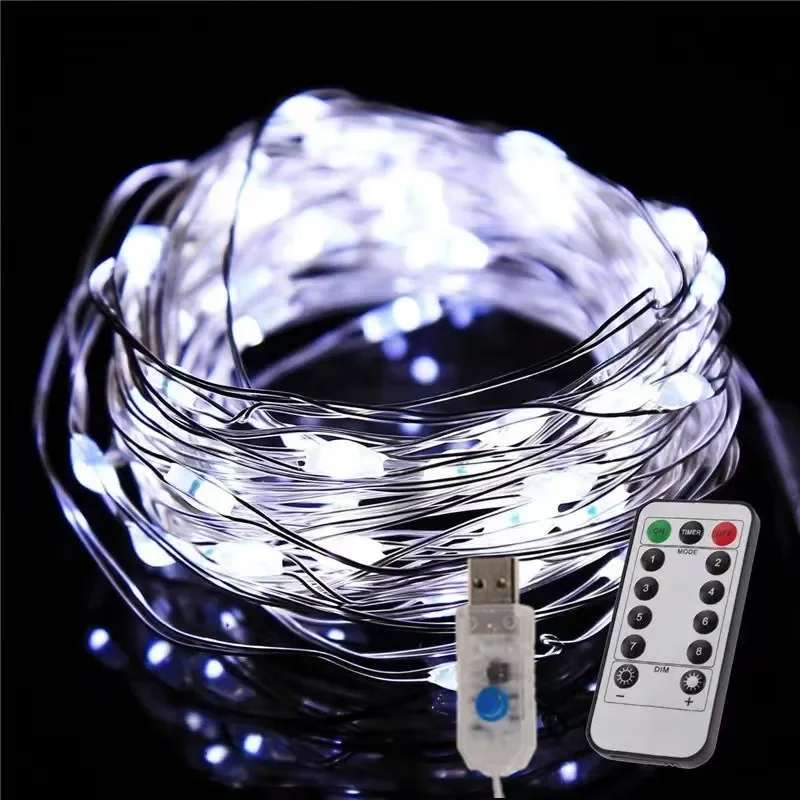 

Декор для дома и сада, Свадебная вечеринка, медная проволока, фотоэлемент с 8 режимами, праздничная Светодиодная лента с дистанционным управлением, Рождественская лампа, Сказочная строка