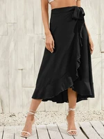 one piece irregular long maxi skirt summer lace up chiffon wrap skirt women sexy solid color 2022 fashion high waist