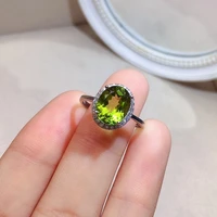3ct 8mm10mm vvs grade natural peridot ring for party simple gemstone silver ring solid 925 silver peridot jewelry