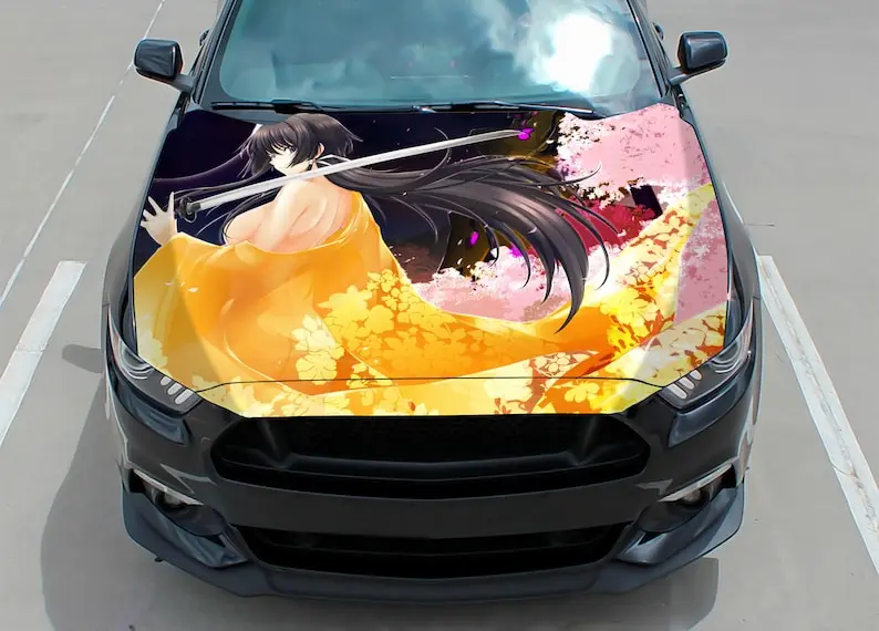 

Car hood wrap decal, vinyl, sticker, graphic, hentai, katana, girl, truck decal, truck graphic, bonnet wrap decal, skull, f150