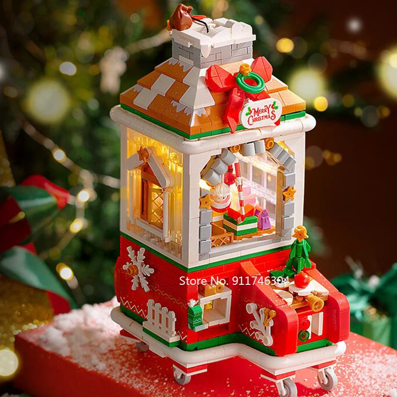 Рождественская елка тема вращающаяся музыкальная шкатулка строительные блоки