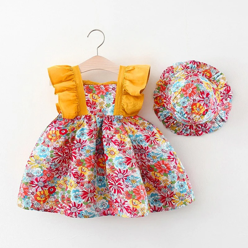 Летнее платье для маленьких девочек 2022 одежда костюм детское пляжное без рукавов