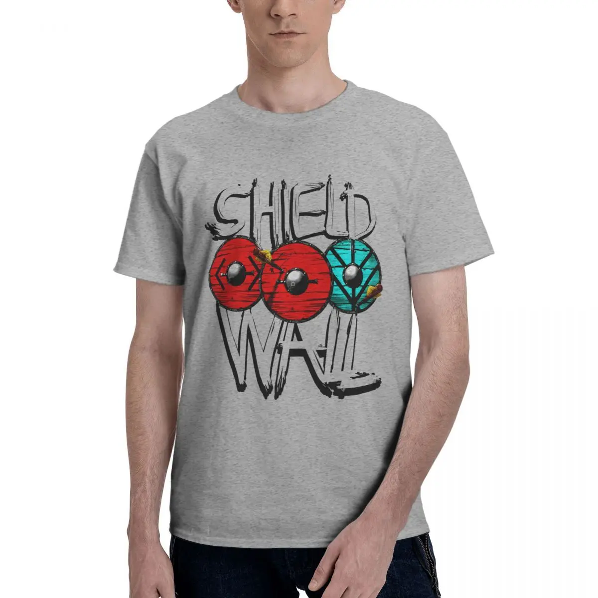 

Anime Vikings Lothbrok Shield Wall Vikings Graphic Men's Basic Short Sleeve T-Shirt men set R339 Graphic Vintage Tees Tops