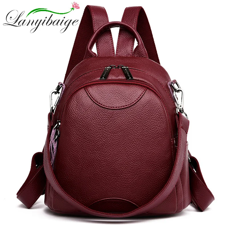 

High Quality Ladies Travel Bagpack Sac a Dos Women Leather Backpacks School Bags For Girls Preppy mochila feminina Shoulder Bags