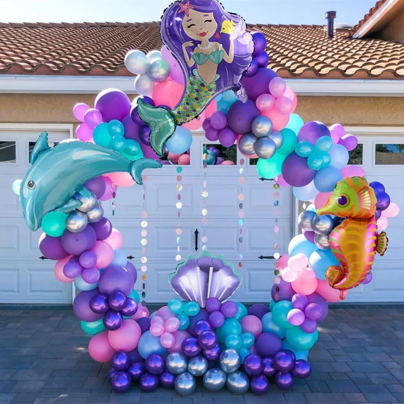126 шт. воздушные шары с хвостом русалки гирлянда арка розовый фиолетовый