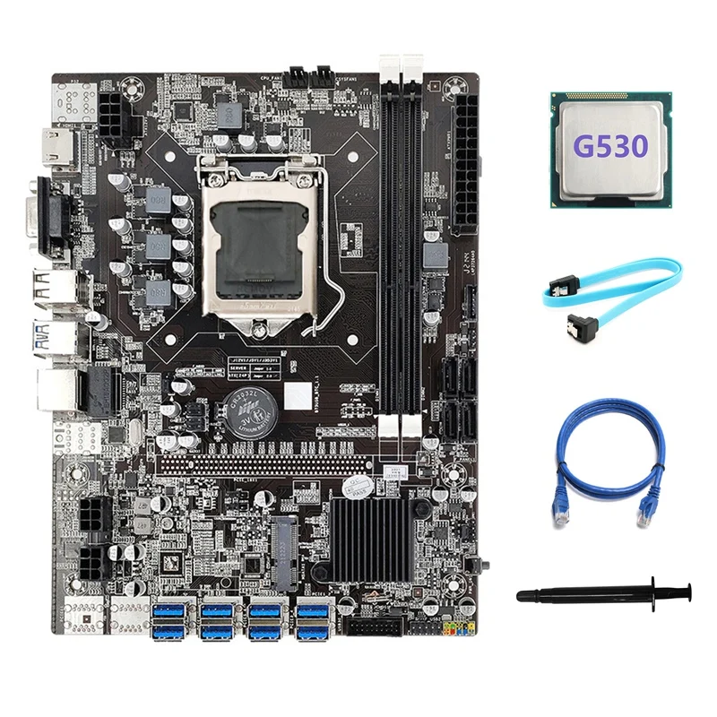 

Материнская плата B75 BTC Mining LGA1155 8xpcie USB3.0 + сетевой кабель RJ45 с термопастой