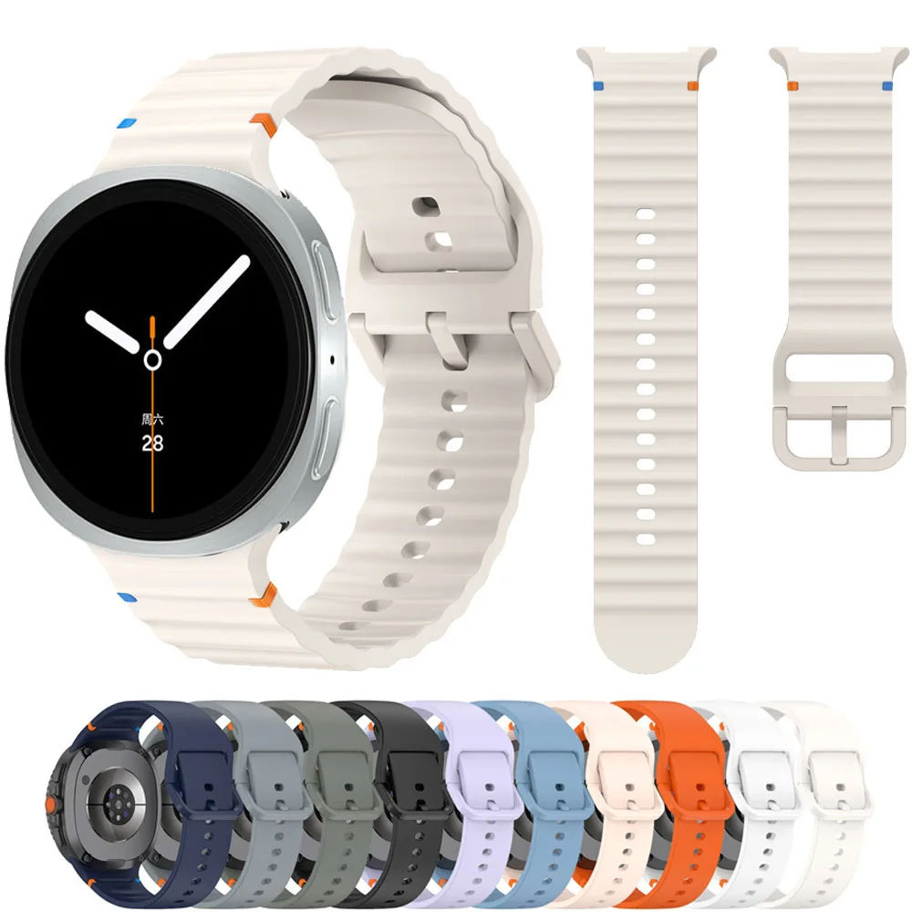 Фото Оригинальный ремешок для Samsung Galaxy Watch 8, ремешок 44 мм, 40 мм, спортивный силиконовый браслет без зазоров, correa Galaxy Watch8 8, классические ремешки №1