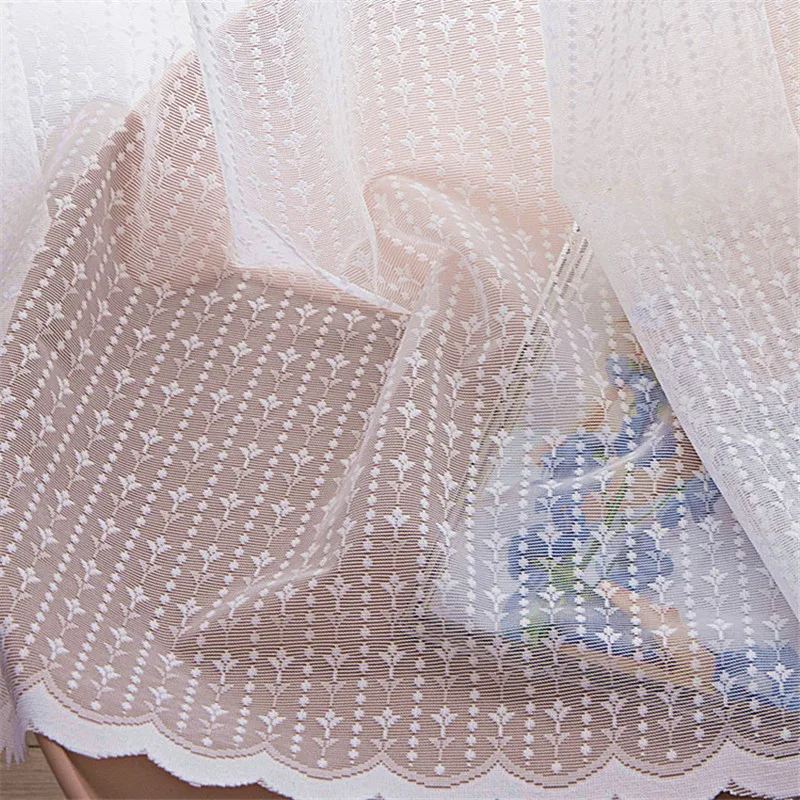 

2022 White Curtains for living dining bedroom Lace Forkids Child Window Plane Small Translucent Tulle Sheer Strip Kitchen Shower