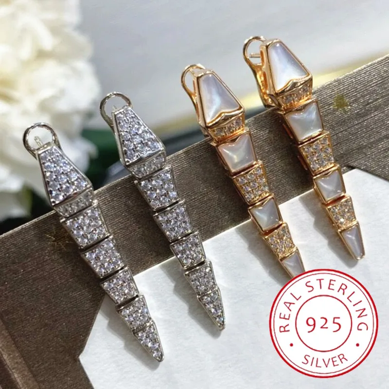 

2023 New 925 Sterling Silver Full Diamond Activity Snake Bone Earrings for Women's High end Fashion Brand Luxury Party Jewelry
