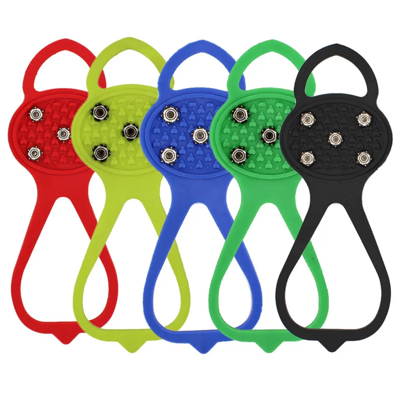 

Strong Grip 5 Studs Anti-Skid Snow Ice Climbing Shoe Spikes Ice Grips Cleats Crampons Winter Climbing Anti Slip Shoes Cover
