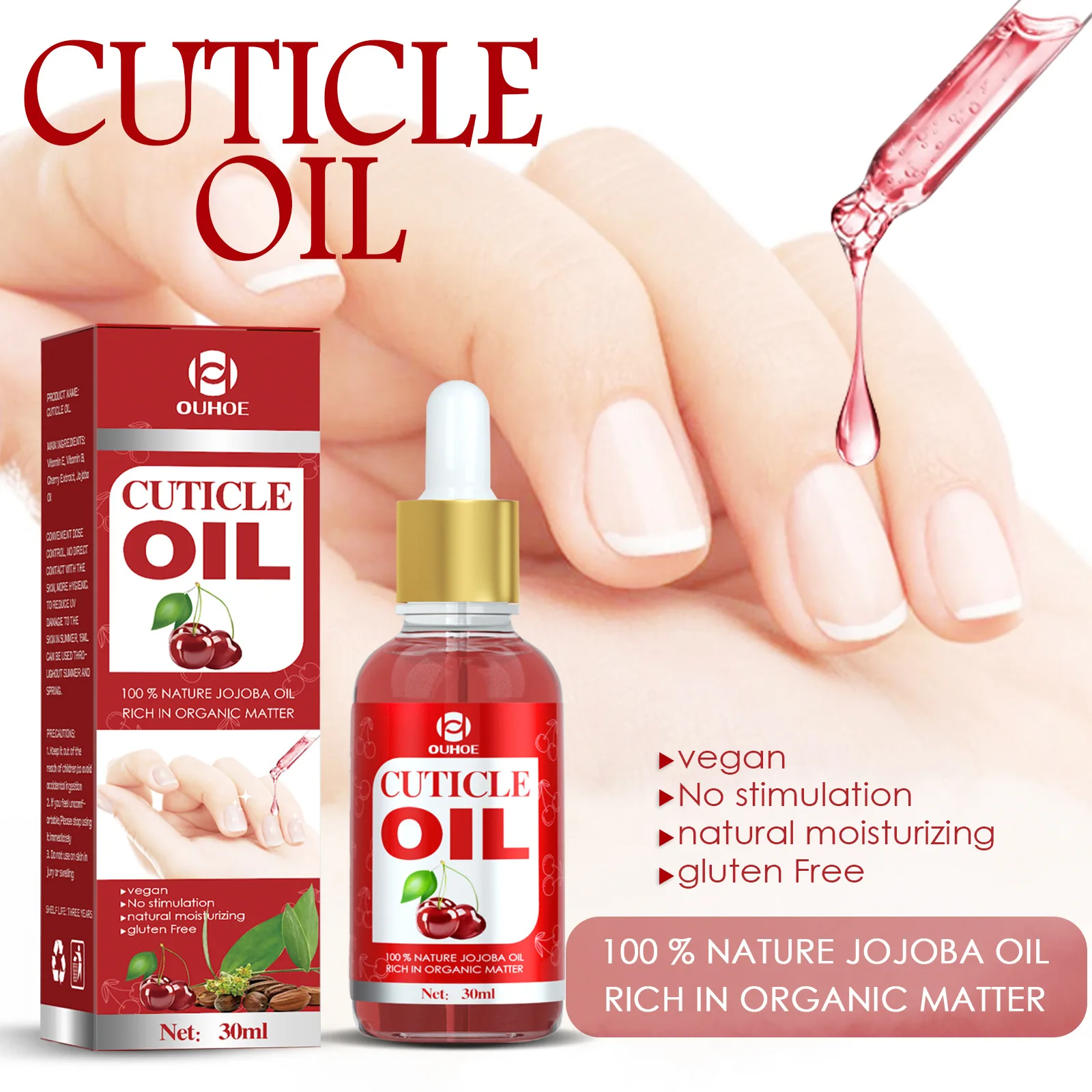 Cuticle Oil for Nail 30ml Nourishing Essential Oil with Dropper Hydrating Nail Care Repair Growth Oils for Dry Brittle and Rough
