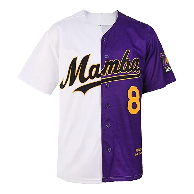 

Men's 8 24 Bryant Forever Athletic Sports Baseball Jersey Mamba Hip Hop Split Shirts