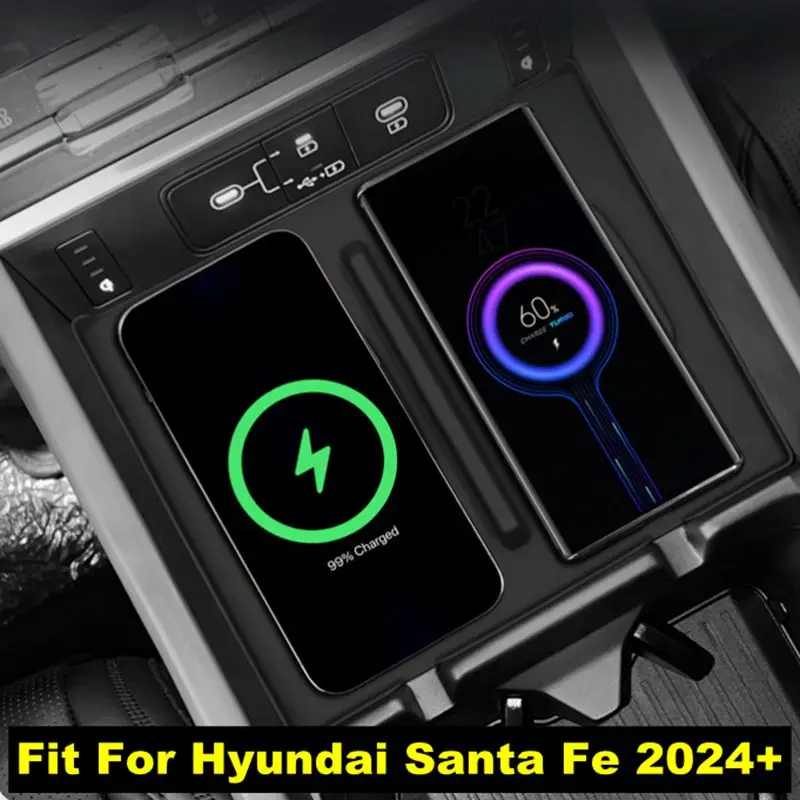 

Подходит для Hyundai Santa Fe 2024 2025, автомобильное беспроводное зарядное устройство, зарядная панель для сотового телефона, силикагель, модификация, защитные аксессуары