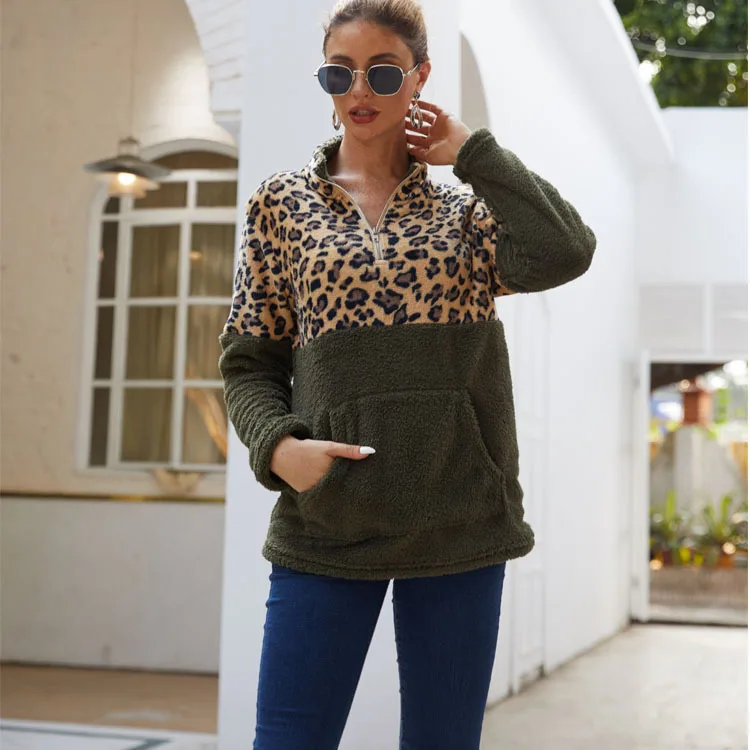 

Autumn Winter Leopard Sweatshirts Women 2022 Long Sleeve Hooded Hoodies Casual Zipper Hoodie Top Warm Coat Polerones Mujer