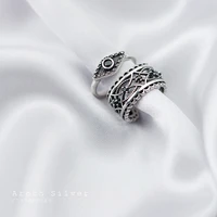 fashion silver plated zircon cz hollow devil eye rings for men womens opening adjustable couple rings lovers jewelry gifts