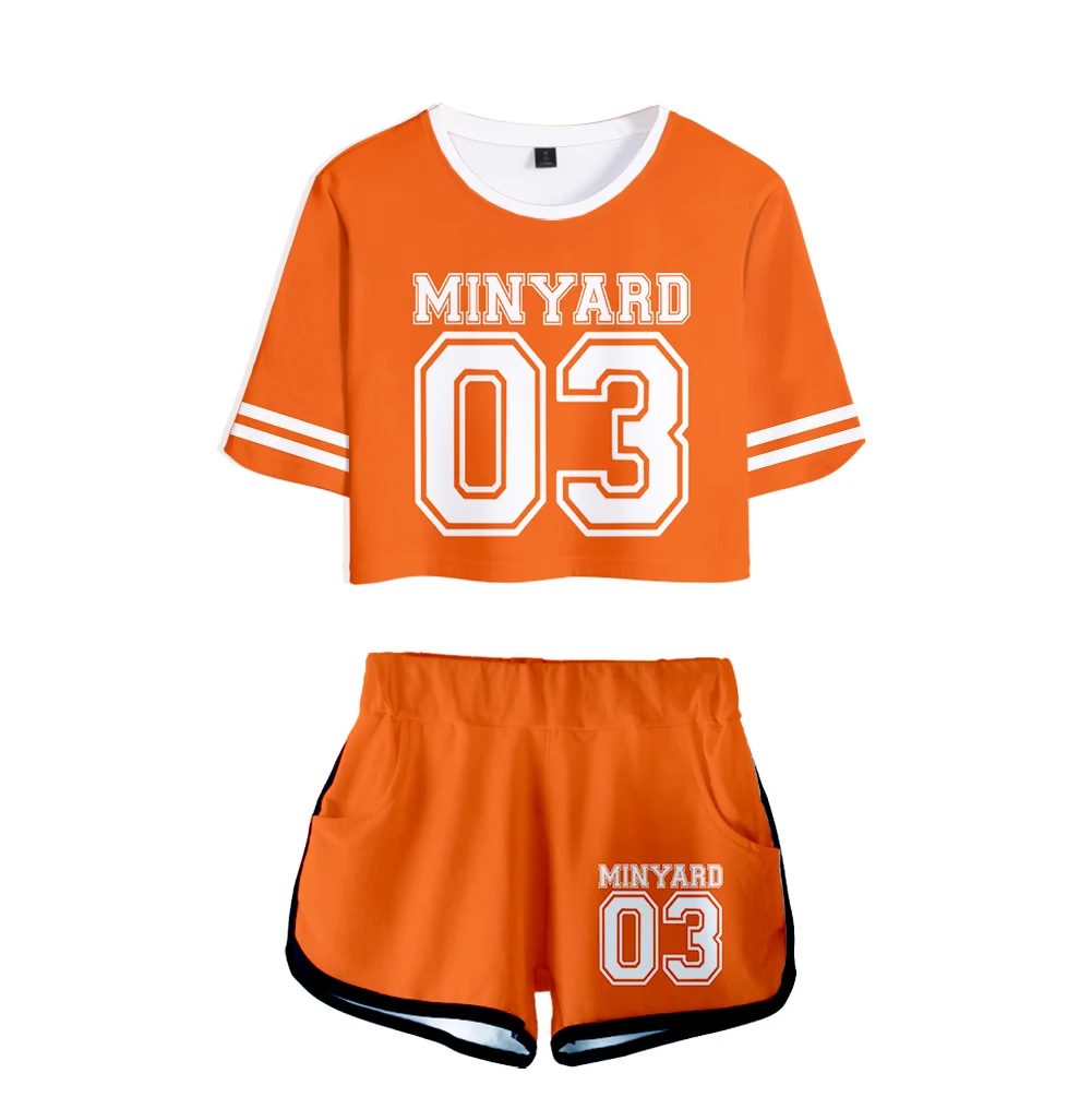

New Arrival 3D The Foxhole Court Streetwear Two Pieces Sets Fashion Short Pullover Minyard Tee + Pants Sets Y2K Women Clothes