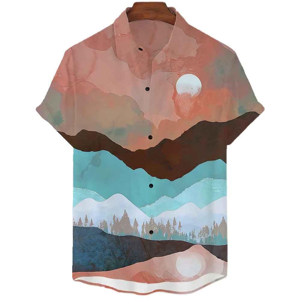 

Man Shirts Outdoor Casual Shirt Mt Fuji 3d Floral Print Short Sleeve Top Fashion Floral Oversized Tee Clothes For Mens Clothing