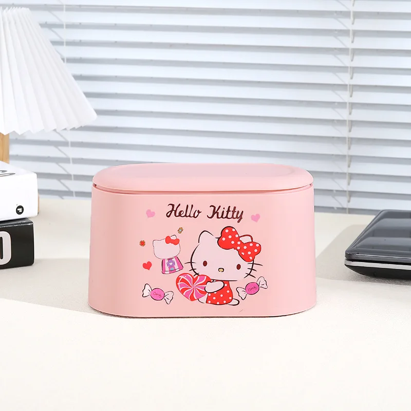 Kawaii Sanrioed аниме My Melody Kuromi Kitty Cinnamoroll настольная мусорная корзина с крышкой