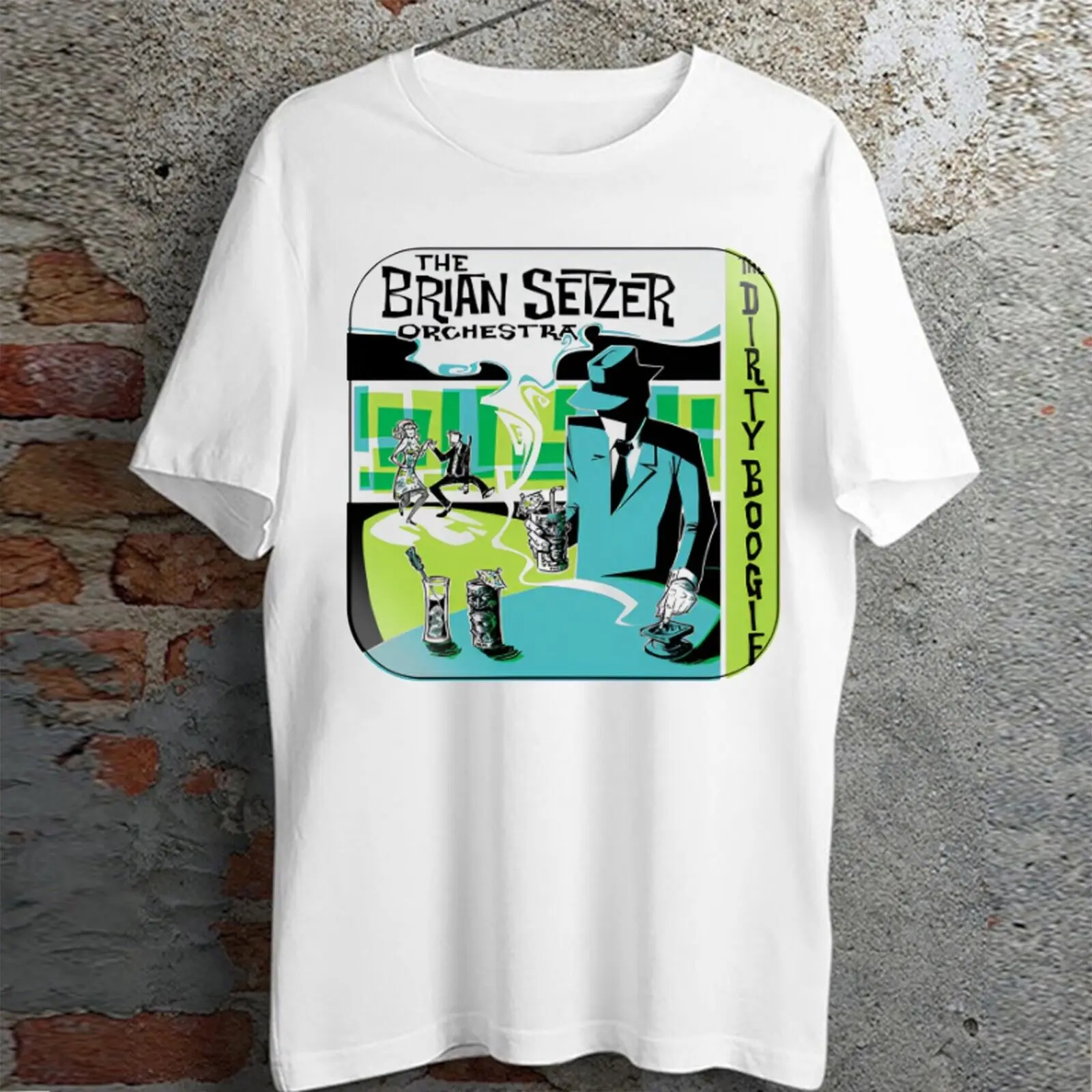 Редкая рубашка Брайана сетцер оркестра грязные Буги Новые популярные мужские