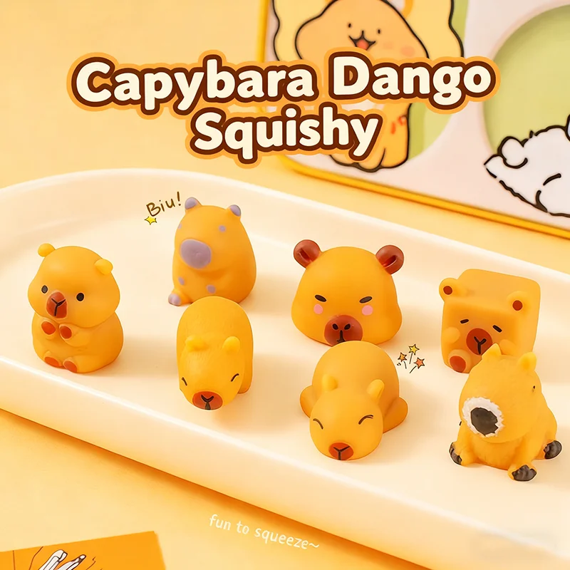 Фото Mochi Squishy антистрессовые игрушки Kawaii капибара Табас мягкие сжимаемые сенсорные игрушки мяч для снятия стресса вечерние подарок украшение стола №1
