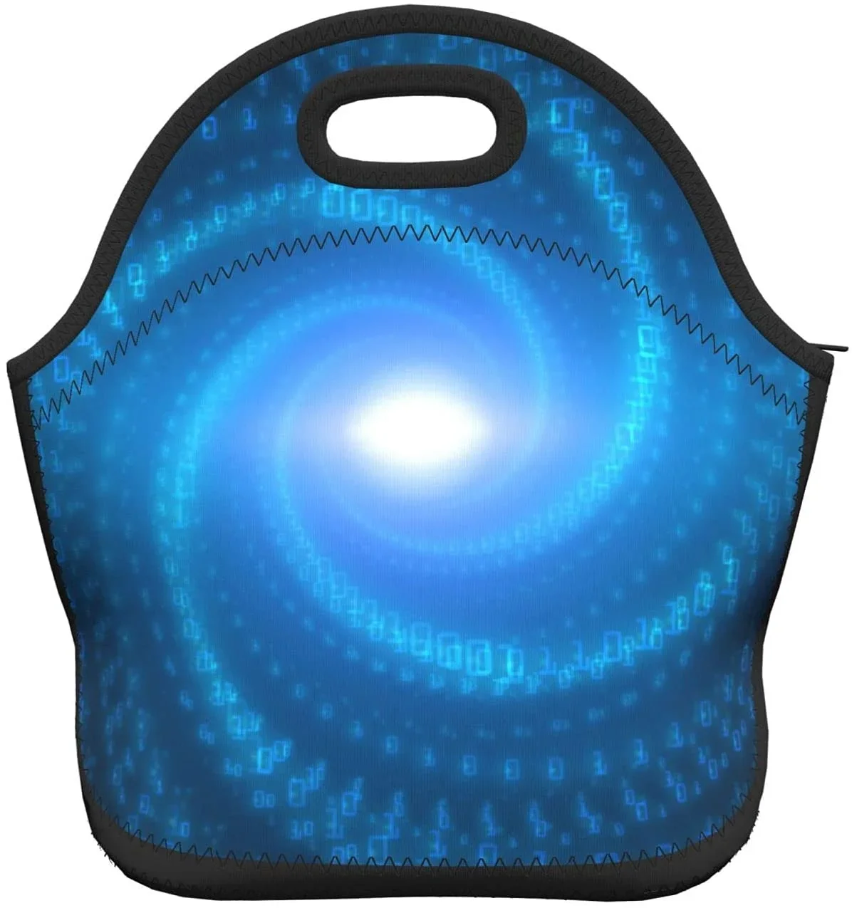 

Blue Spiral Vortex Texture Neoprene Lunch Bag Boxs,Durable Thermal Tote Bag Organizer Cooler Bento Bags Lunchbox Handbag