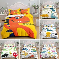 kids cartoon dinosaur bedding set kingqueenfull sizecute animal world bedroom decor duvet cover for boys girlsorange yellow