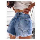 Сексуальные облегающие рваные женские джинсовые шорты с широкими штанинами и средней талией, однотонные винтажные джинсы, женские летние повседневные облегающие упругие шорты 612