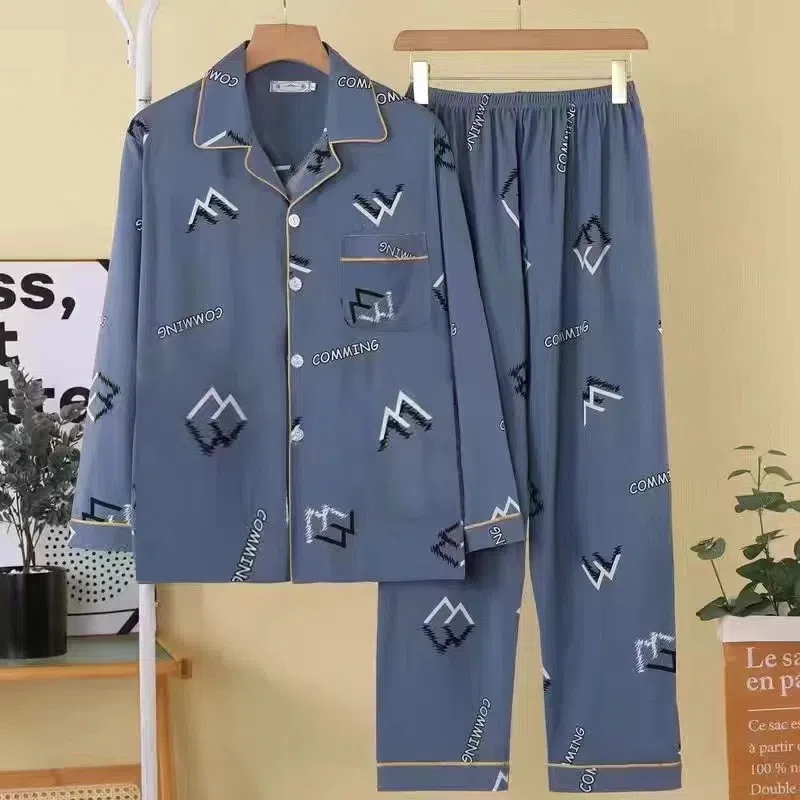 100% Cotton Pijama for Men 2 Pieces Lounge Sleepwear Pyjamas Plaid Spring Bedgown Home Clothes Man PJs Pure Cotton Pajamas Set