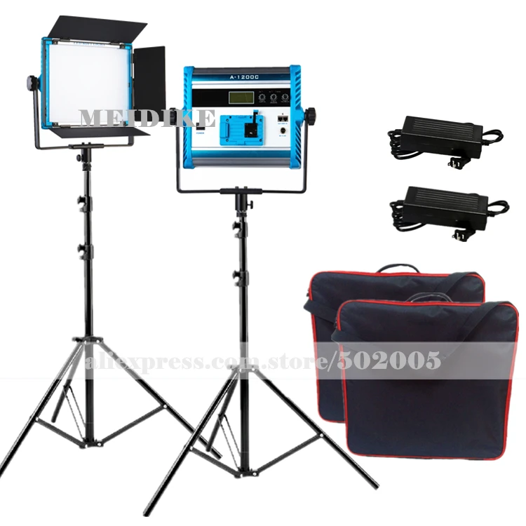 

Yidoblo 2 Sets A-1200c RGB LED Lamp Soft Light Multi Color For Led Panel Light Broadcast Lamp APP Control + Handbag +Tripod