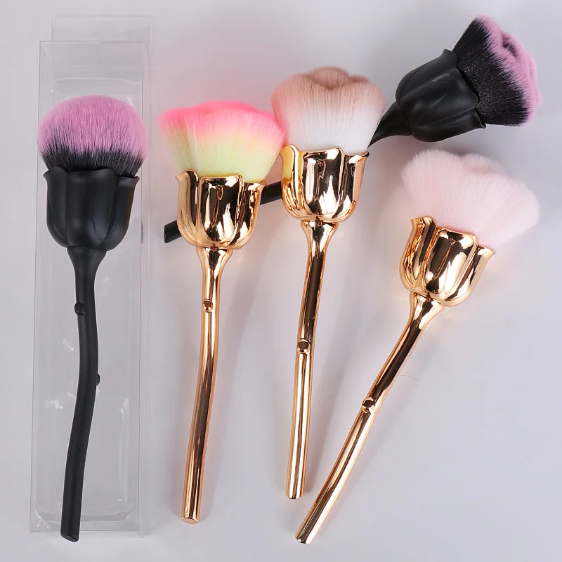 

MakeUp Brushes Cosmetics Tool Nail Art Brush Soft Clean Dust Rose Flower Shape Foundation Powder Glitter Beauty Manicure Care