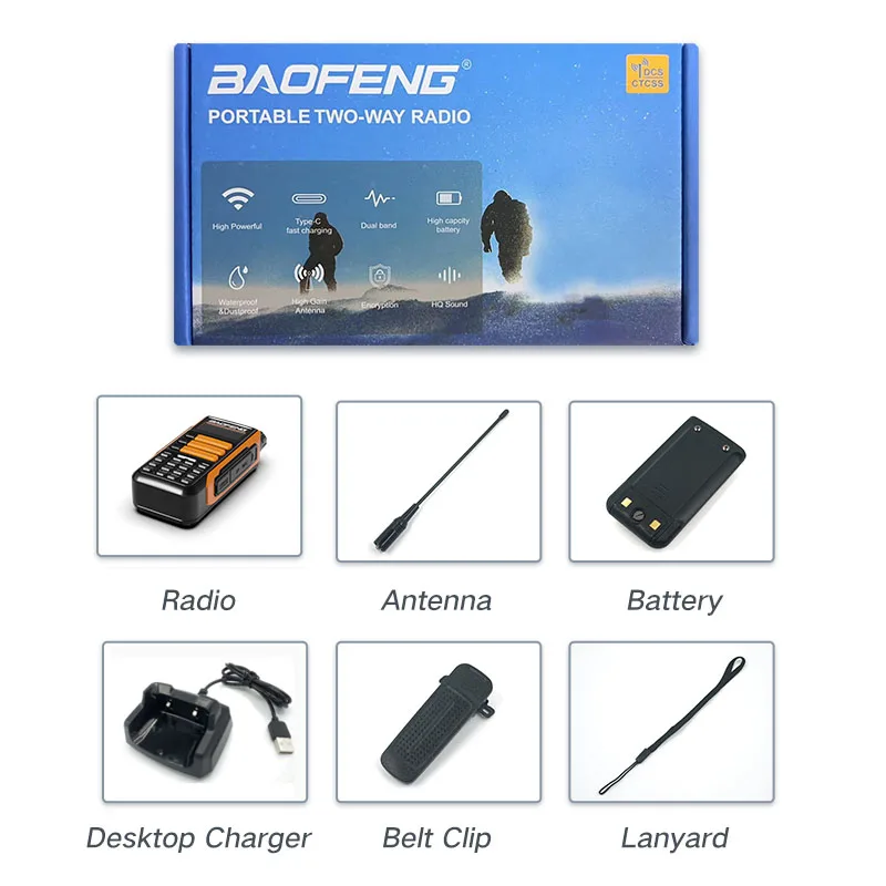 2PCS New Baofeng UV-16 Portable Walkie Talkie IP68 Water-proof Dual Band 136-174 & 400-520MHz FM Radio 5 Colors for Choose