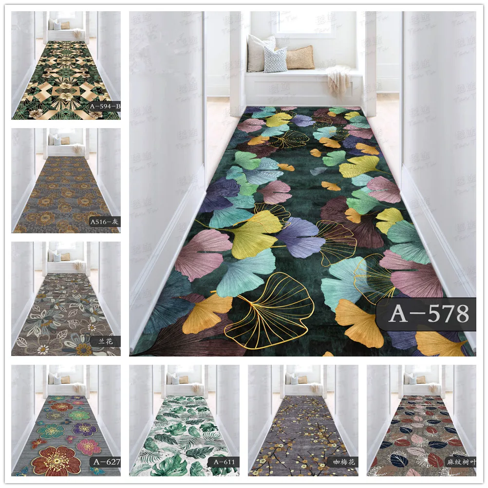

Modern Living Room Carpets Long Hallway Corridor Rug Ginkgo Leaf Home Decor Kitchen Bedroom Area Rug Anti-skid Floor Mat Doormat